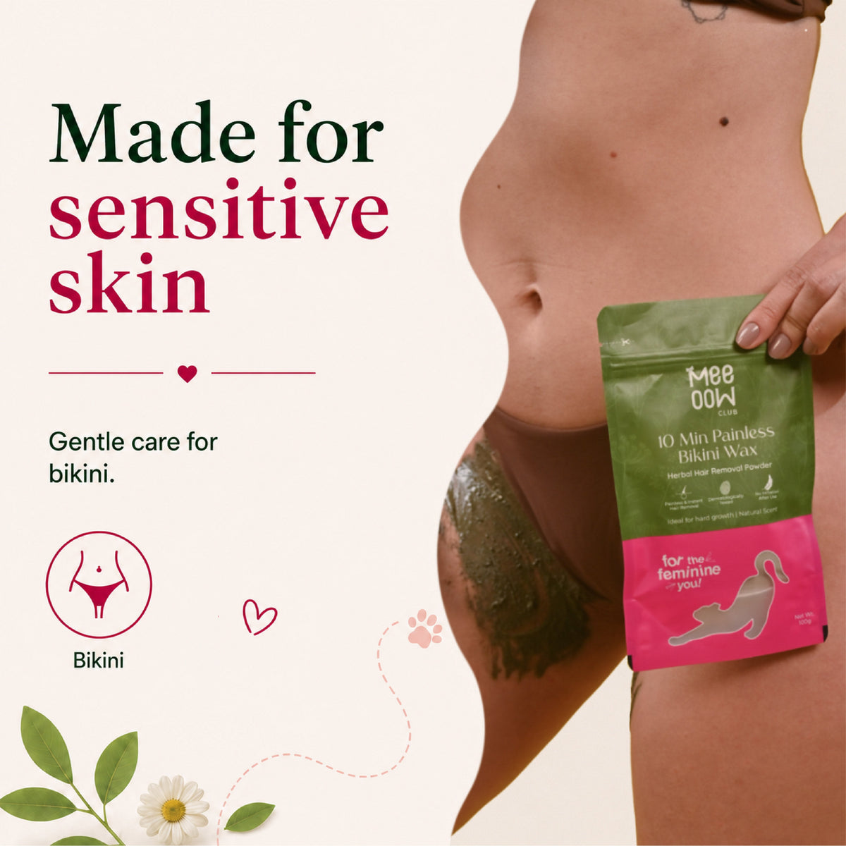 4-in-1 Herbal Bikini Hair Removal Wax Powder Mask 80g