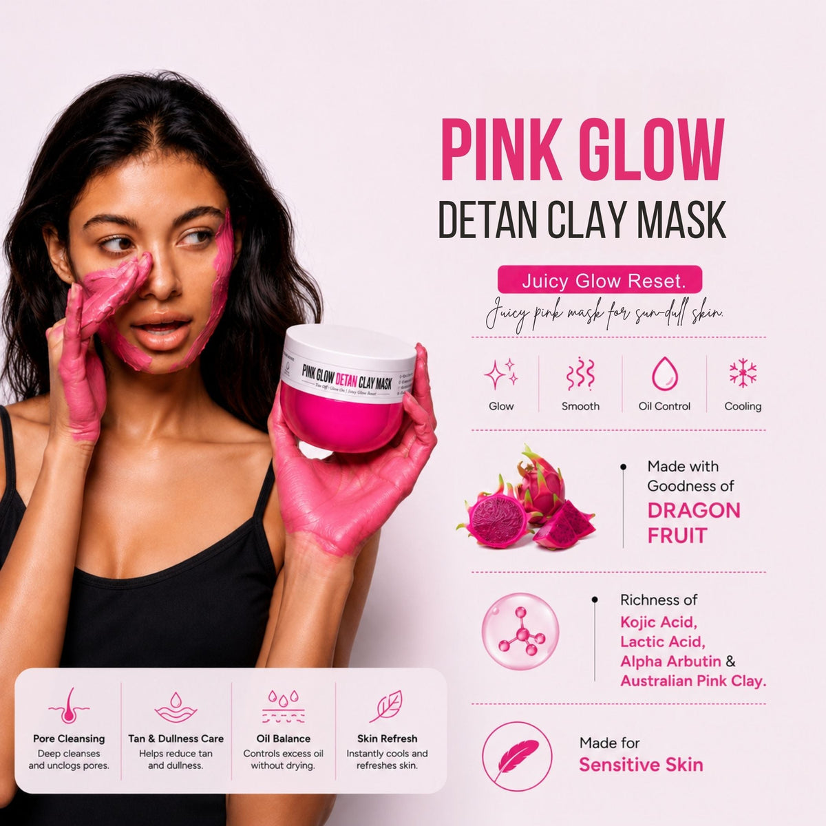 Herbal Bikini Hair Removal Mask + Mogra Body Hair Removal Mask + Pink Glow Detan Clay Mask - Combo of 3
