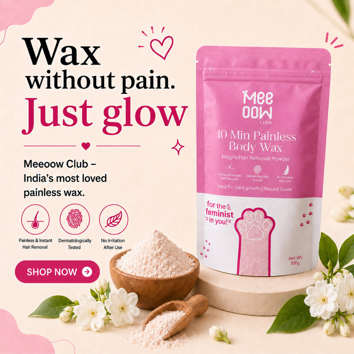4-in-1 Mogra Body Hair Removal Wax Powder Mask