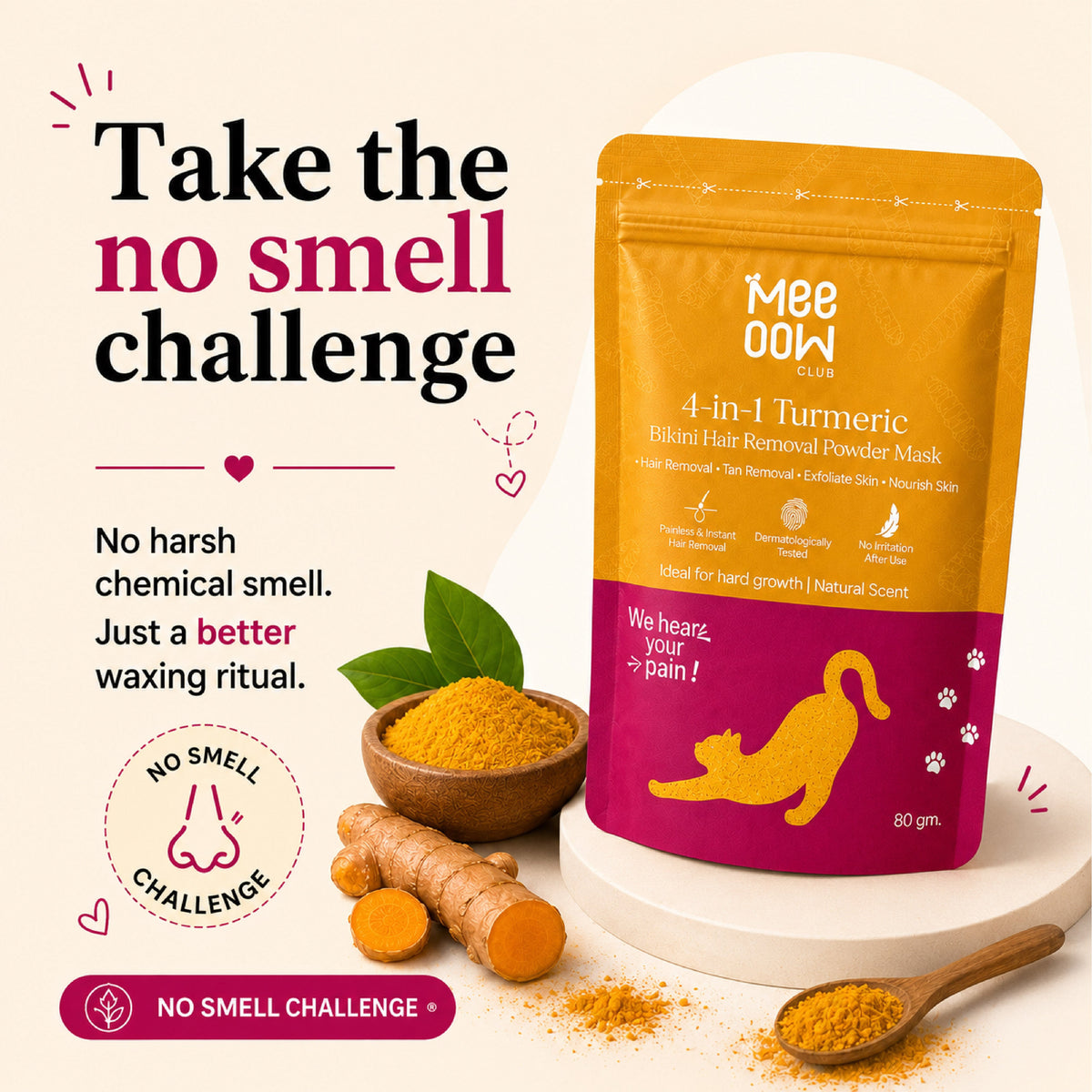 4-in-1 Turmeric Bikini Hair Removal Wax Powder Mask 80g